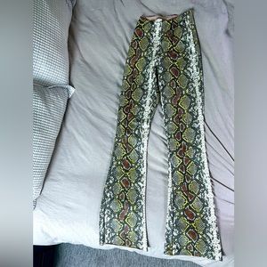 DISCONTINUED STYLE! NEON SNAKE COMMANDO FAUX LEATHER ANIMAL FLARED LEGGING